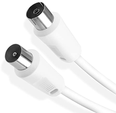 Aigostar Cable Coaxial Antena, Cable TV Full HD, Soporta DVB-T, DVB-S, DVB-C, DVB-S2 y HDTV, para TV y Radio, Blanco, 3 m