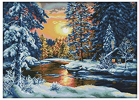 cukol cukol Kreuzstich Stickpackungen Vorgedruckt Set Erwachsene Weihnachten, Stickvorlagen Stickbilder Vorgedruckt Kreuzstich Stickpackung Sticken Stickbild Bild Set Erwachsene Anfänger Cross Stitch