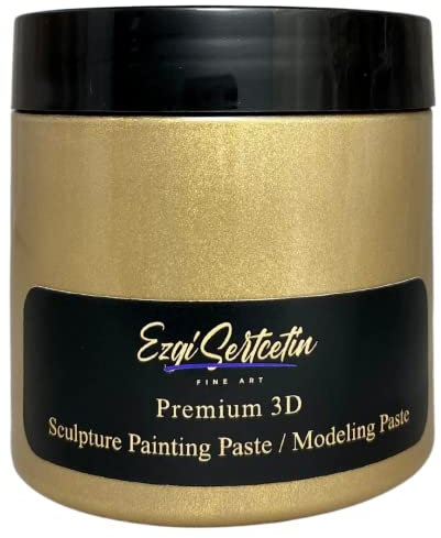 3D-Skulptur-Malpaste|Modellierpaste|Texturpaste|Dekorativer Gips|Gebrauchsfertig|Einzigartige Farben|Ideal für Kunstwerke|Schablone|Blumen Textur Kunst |170 ml(Metallic Gold)