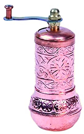 WMDSYGD Spice Grinder Pepper Coffee Spice Salt Grinder Mill Turkish Handmade Vintage Style Refillable Traditional Kitchenware Home Decor Tableware Gifts (Color : Copper Color)
