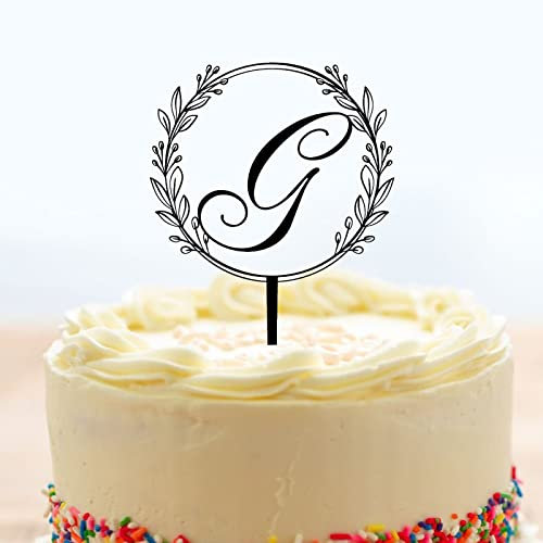 Benutzerdefinierte Initiale Cake Topper Boho Hochzeit Kuchen Topper Einzigartige Kuchen Topper Nachname Initiale Hochzeit Kuchen Topper Schwarz Acryl Cake Topper Hochzeit Kuchen Topper in Ihrer Wahl