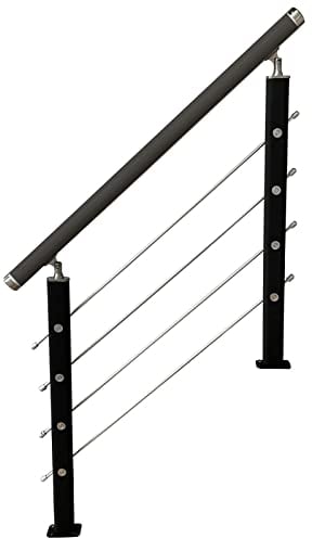 MLYY Geländer Außen/Innen Treppengeländer Edelstahl Schwarzes Geländer-Set für den Innenbereich Treppen/Decks/Hotels, strapazierfähige Metallstufen-Handläufe, 90 cm/110 cm/160 cm lang, Onecolor