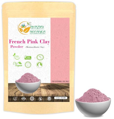 Herbs Botanica French Pink Clay/Rose Clay Powder Montmorillonite Kaolin Clay Powder Healing Clay for Face Mask Skin Care Detox, For Soap Making Clay French Skincare150gms / 150.3 g