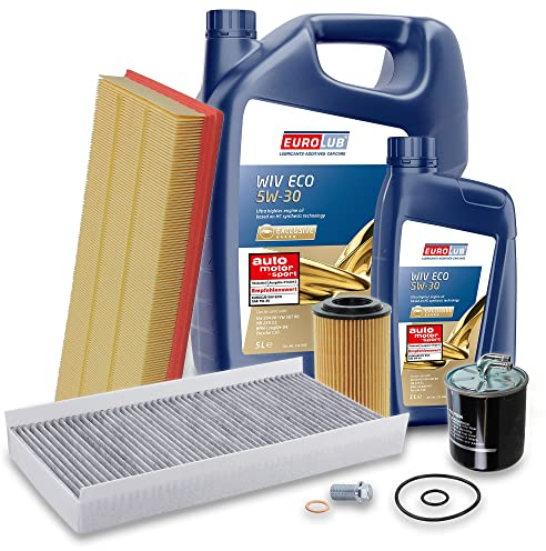 BESTPRICE Inspektionspaket Filterset 1x Ölfilter, 1x Kraftstofffilter, 1x Luftfilter, 1x Innenraumfilter (Aktivkohle), 1x Motoröl 5W-30 6 l, Kompatibel mit MERCEDES A-Klasse (W169), B-Klasse (W245)