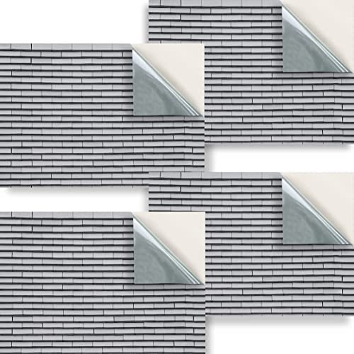 Stick & Go Repositionable Self Adhesive Dolls House Wallpaper 1:24 Scale (Set of 4 Sheets) - Light Grey Roof Tiles - No. 90