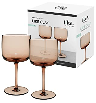 like. by Villeroy & Boch – Like Clay Verre À Vin, Ensemble De 2 Pcs, Verre Coloré Marron, Contenance 270 Ml