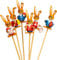 SIKORA OD22 Osterdeko Blumen Deko Stecker Osterhasen Figuren aus Holz mit Holzstäben 6er Set H: 6 cm