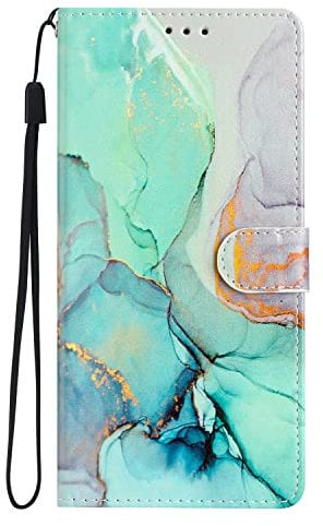 iPhone SE 2022 & 2020 Case, iPhone 8 / 7 / 6 Case Flip Shockproof PU Leather Wallet Cover with Stand Card Holder Slim Fit Protective Phone Case for iPhone SE 2022 & 2020 / iPhone 8/7/6 Green Marble