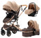 YAZOCO Passeggino Trio 3 in 1 Carrozzina Multifunzionale Carrozzina Ovetto Pieghevole Set Passeggino Neonato Sedili Parapiedi Zanzariere Vista Dall'Alto