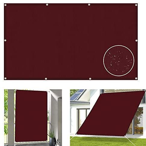 Imperméable Toile Ombrage 7 x 7 m Rectangulaire UV Toile Ombrage Auvent avec œillets avec Le Kit de Fixation pour Jardin Terrasse Camping, Vin Rouge