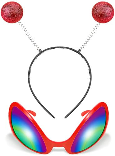 Ensemble de lunettes de soleil avec serre-tête Alien et lunettes de soleil pour Halloween, cosplay, fête