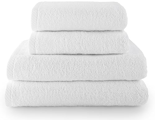 Top Towel - Plus - Toallas de baño grandes - Toallas baño - 2 toallas de mano o lavabo + 2 toallas de ducha - Algodon 100% - Blanco