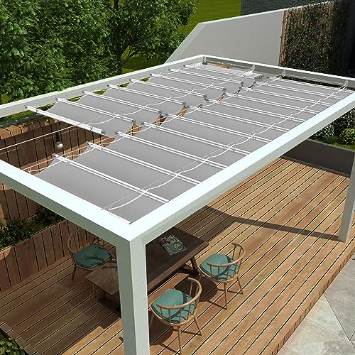 Goleray Housse d'ombrage imperméable pour pergola, porche, pergola rétractable avec matériel de câble pour extérieur, terrasse, porche, arrière-cour 0,9 x 4,9 m, gris clair