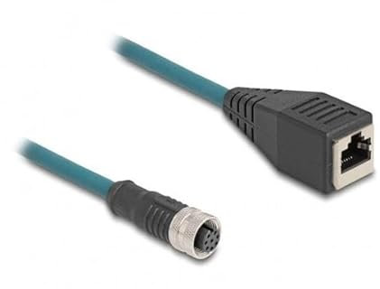 DeLOCK M12 Adapterkabel A-kodiert 8 Pin Buchse zu RJ45 Buchse 50 cm