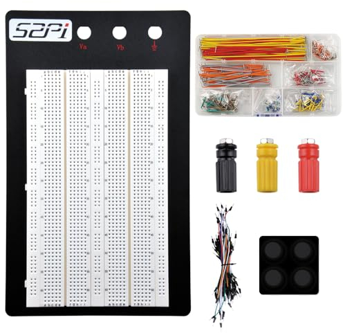 GeeekPi Solderless Breadboard with Black Metal Black Plate and U-Shape+65PCS Pure Copper Jumper Wires for Arduino/Raspberry Pi/Prototyping/Circuit (1560 Tie-Points)