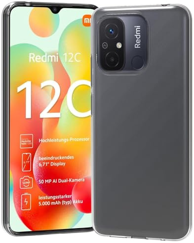 Oprimio Kristallklar Hülle für Xiaomi Redmi 12 C [Silikon Hülle] [%100 Durchsichtig] [Deutsche Material] [Ultra Dünn] Klar Handyhülle für Xiaomi Redmi 12C