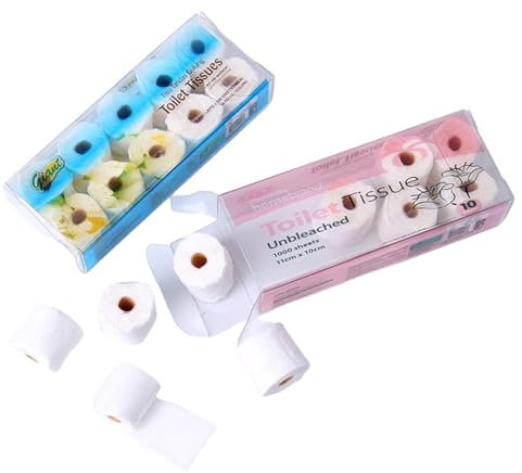 RUDFUZ 1:12 Scale Dollhouse Miniature: Paper Towel Roll and Toilet Paper Tissue for Home Decor Play Toy