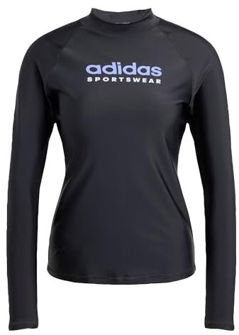 adidas Women's Long Sleeve Rash Guard, Black/Cobalt Blue, L