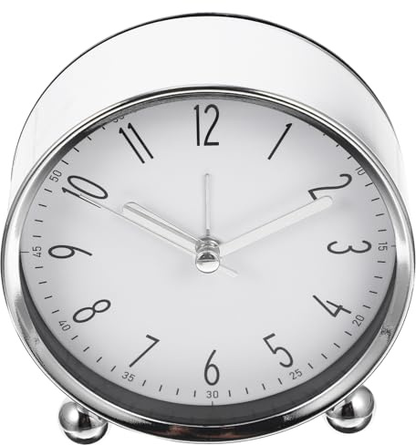 Alipis Runder 4 Zoll Tischwecker aus Eisen und Glas mit Lautlosem Design für Schlafzimmer und Kinderzimmer Batteriebetriebene Uhr mit Großen Zahlen