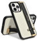 CUSTYPE for iPhone 13 Pro Case with Wrist Band Strap Kickstand,Adjustable Finger Grip Loop Leather Case,Shockproof Protection Holder Cover for Women Girl for iPhone 13 Pro 6.1 inch-Black&White