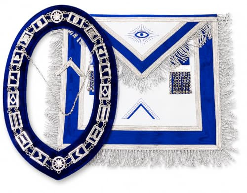 Freimaurer Regalia Worshipful Master Schürze Blau mit blauem Kragen