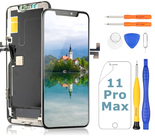 Yodoit Ersatzbildschirm für iPhone 11 Pro Max, (6,5 Zoll), OLED-Display [kein LCD], 3D-Touch-Gesichts-ID-Touch-Digitizer mit Reparaturwerkzeug-Set