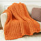 Admitrack Grobstrickdecke, 100 % handgestrickte Chenille-Wohndecke für Sofa und Wohn-Deko, weiche und gemütliche Strickdecke, Orange, 129,5 x 160 cm