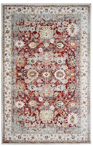 OLIVO.shop Wohnzimmerteppich, Kurzflorteppich, moderne Teppiche für Wohnzimmer, Schlafzimmer, Wohnzimmerteppich, Küchenteppich, Vintage, rutschfest, Mandala Orient Rot (40 x 60 cm)