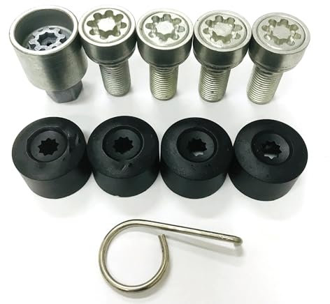 JJRFVBGT Radnabenbolzen Kompatibel Mit VW Für Golf Für J&etta Für Beetle Für Passat Autozubehör Räder Schraubenbolzen Muttern Tastensperre Radmuttern-Set(Color 1)