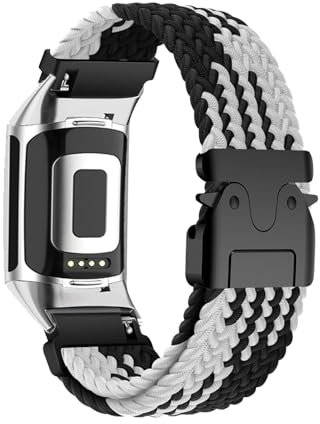 Tressé Bracelet en Nylon Compatible avec Fitbit Charge 5/ Charge 6 Bracelets de Montre, Réglable Boucles Latérales en Métal Sport Hommes Femmes Sangles de Rechange pour Fitbit Charge 5/ Charge 6 (3)