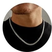 Esrael Silberkette Herren 3mm Silber Kette Herren Kubanische Halskette Edelstahl Kette für Männer Junge Halsketten Schmuck Geschenke für Männer 18 Zoll