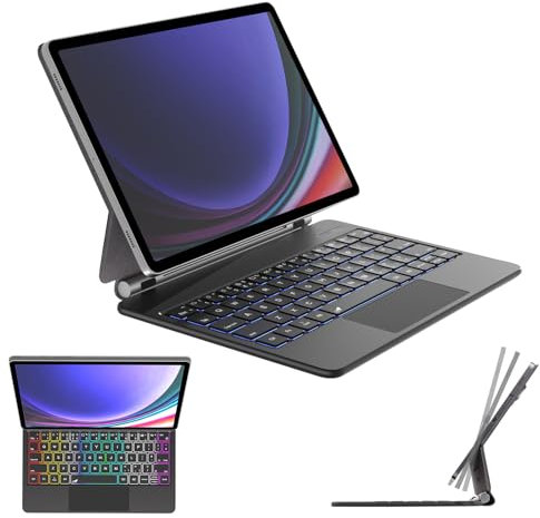 TECHGEAR Magic Keyboard for Samsung Galaxy Tab S9 S8 S7 11 S9 FE/S10 FE 10.9 (X520/X510/X710/X700/T870 Series) Magnetic Floating Stand, Precision Multi-Touch Trackpad, 7 Color Backlight, UK QWERTY