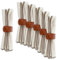 MIQIO® Design Baumwollservietten I 6er Set + Serviettenringe aus veganem Leder I 45x45 cm I Stoff-Servietten mit edler Ziernaht I 100% Bio-Baumwolle I Zertifiziert I Ivory, Cognac