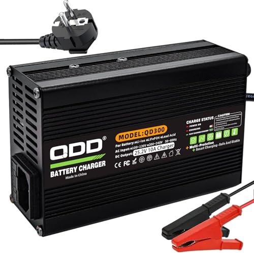 QDD Chargeur Intelligent 25,2 V 10 A, Boîtier en Aluminium, Convient à La Batterie Lithium-ION Extérieure 6 S 22,2 V, équilibre de Voiture, Sûr et Stable