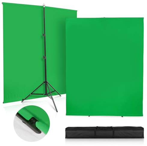SEDGEWIN Greenscreen mit Ständer 2 x 2 m, Upgraded Fotografie Hintergrund Ständer mit Chromakey Fotohintergrund für YouTube Video Fotostudio Streaming Gaming TikTok