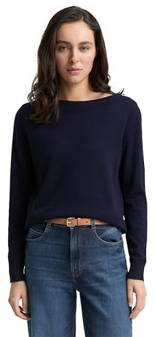 TOM TAILOR Damen Strickpullover mit U-Boot-Ausschnitt
