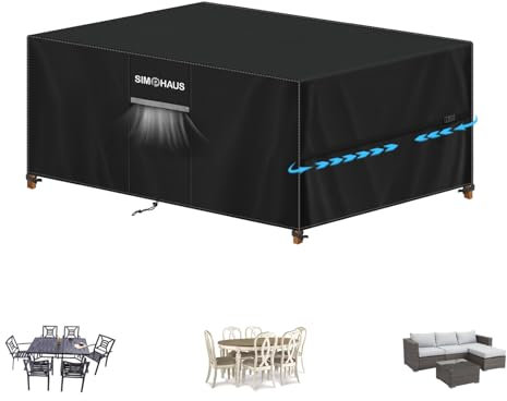 SIMPHAUS Abdeckung Gartenmöbel Abdeckung Wasserdicht Abdeckhaube Gartenmöbel 420D Oxford mit Belüftungsöffnungen,Schutzhülle für Gartentische,Balkonmöbel,Lounge Möbel Outdoor Abdeckung 140x100x90cm