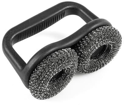 Grillstream Brosse à récurer double tête pour barbecue, coussinets en acier extra larges pour un nettoyage en profondeur, ergonomique et durable