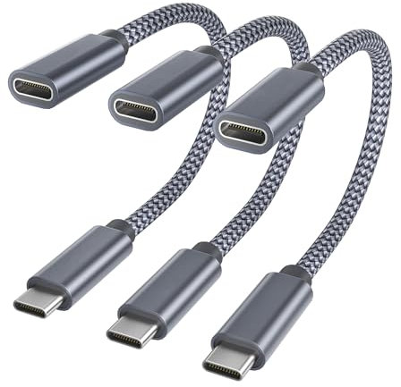RUXELY Câble Blocage de Données USB C 3 Pack,Adaptateur Type C Data Bloqueur,Extension Chargeur Blocage Données Compatible pour iPhone 15 16,iPad 10 Pro Air 4 5 Mini 6,Samsung Galaxy S25 A54,Tab S8 S9