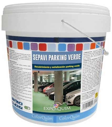 EXPOQUIM Pintura para SUELO de GARAJE, aparcamiento y parkings ANTIDESLIZANTE y RESISTENTE a la ABRASIÓN — Sellador de superficies RESISTENTE al AGUA con acabado PROFESIONAL (VERDE, 25 KG)