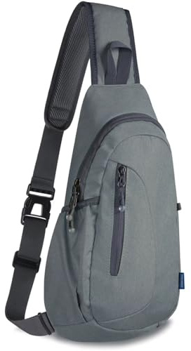 TITECOUGO Canvas Kleiner Sling Bag Leichter Crossbody Bag für Frauen Rucksack für Männer Lauf-Rucksack Reise-Brusttasche Schulter Tagesrucksack fü Arbeit Outdoor Fitnessstudio Wandersport Grau Grün