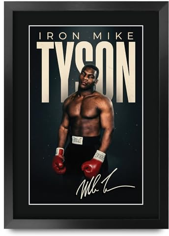 HWC Trading Mike Tyson Boxing Geschenke Gedruckter Signierter Autogramm Poster für Fans von Boxsport Memorabilien (ID-000198) - A3 Gerahmt
