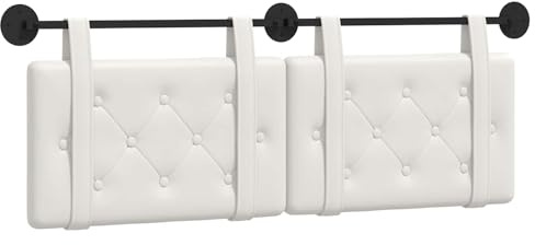 vidaXL Hängendes Kopfteil Weiß Kunstleder, Elegantes modernes Kopfteil, rechteckiges Design, Wandmontage, gepolsterte Rückenlehne, minimalistisches Schlafzimmerdekor
