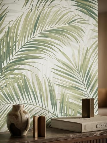 Newroom Vliestapete Grün Blumentapete Palmenblätter Skandinavisch