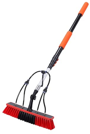 Kit de Nettoyage de Panneaux Solaires avec Brosse, Perche Télescopique Extensible de 3,65 M, Distributeur de Savon et 4 Buses à Haut Débit, pour Le Nettoyage des Toits,