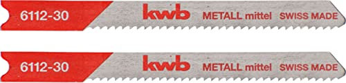 kwb Lames de scie sauteuse HSS pour le métal avec tige à une seule came (tige en T), durée de vie optimale, surface en acier brillant, peu de vibrations, pour les coupes fines