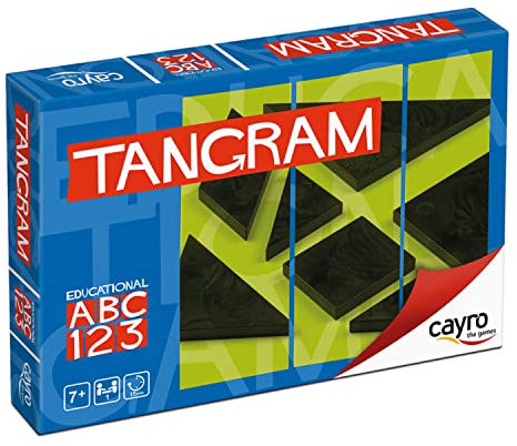 Cayro – Tangram – ab 7 Jahren – Kunststoffbox – Lernbrettspiel für Kinder und Erwachsene – 7 Tans und 1 illustriertes Buch mit Figuren – für 1 Spieler