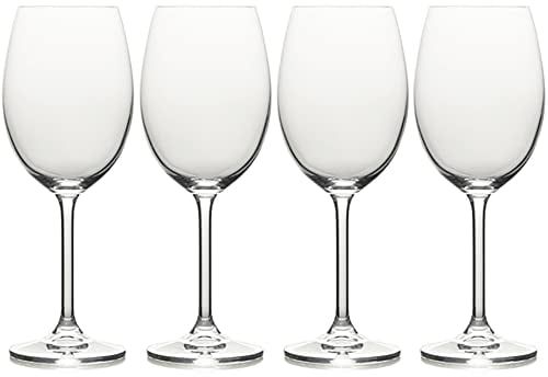 MIKASA Julie Luxury Lead-Free Crystal White Wine Glasses, 470 ml, Clear, Set of 4