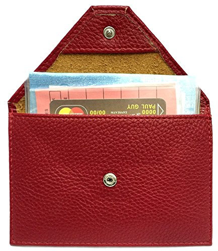 LOLUNA® Pochette Format enveloppe pour Papier Voiture, Carte Grise, permis Conduire Tout en Cuir Plusieurs Couleur Homme et Femme (Rouge)