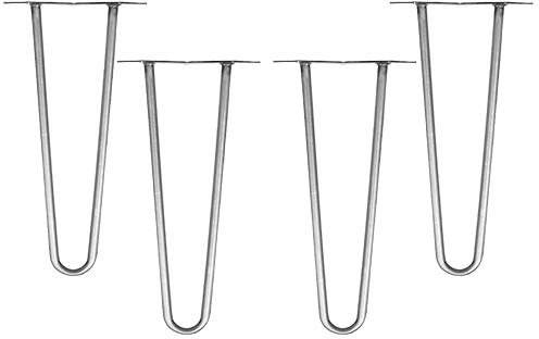 Melko 4 Stück Hairpin Legs Haarnadel Tischbeine aus 12 mm Stahl Tischfuß inkl. Bodenschoner | Höhe 10 cm, 2 Streben, Stahl